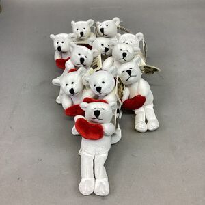 Lot Of 11 Unipak Velveteen Plush Valentines Bears With Hearts - NWT